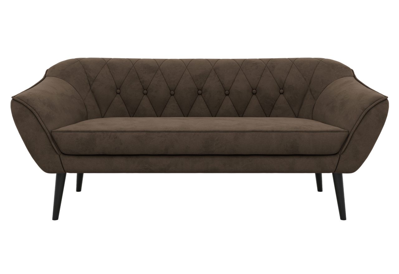 Sofa PIRS 3 - brązowy, welwet - nóżki,  czarny