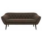 Sofa PIRS 3 - brązowy, welwet - nóżki,  czarny