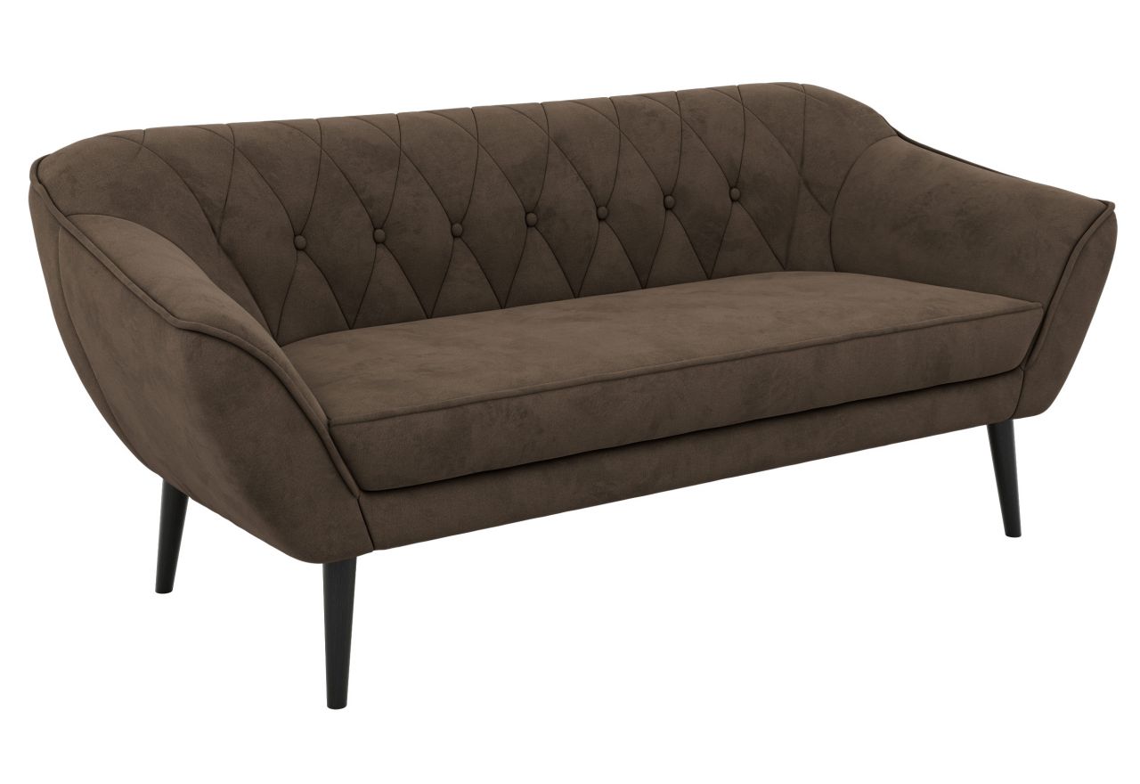 Sofa PIRS 3 - brązowy, welwet - nóżki,  czarny