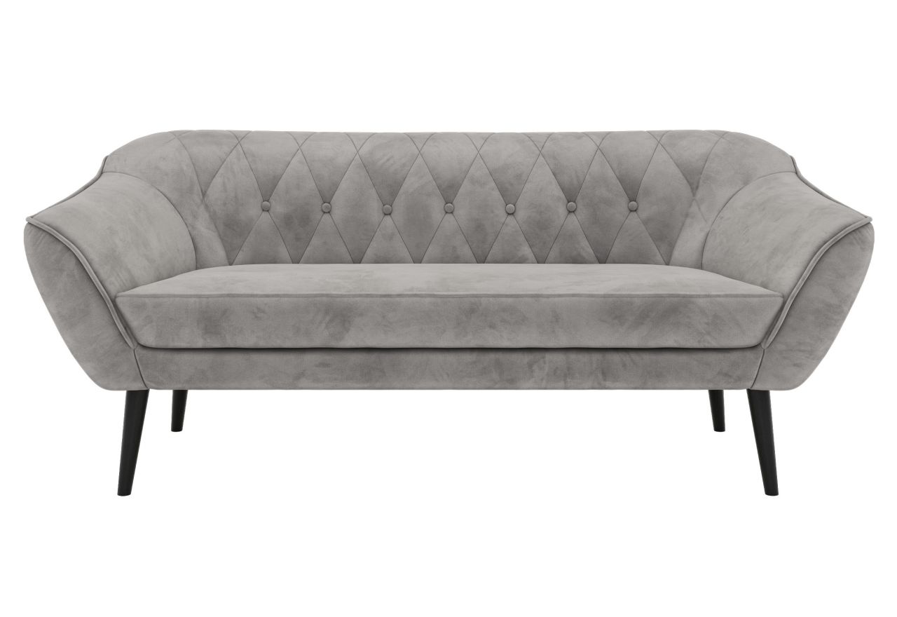 Sofa PIRS 3 - jasnoszary, welwet - nóżki,  czarny