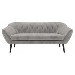 Sofa PIRS 3 - jasnoszary, welwet - nóżki,  czarny