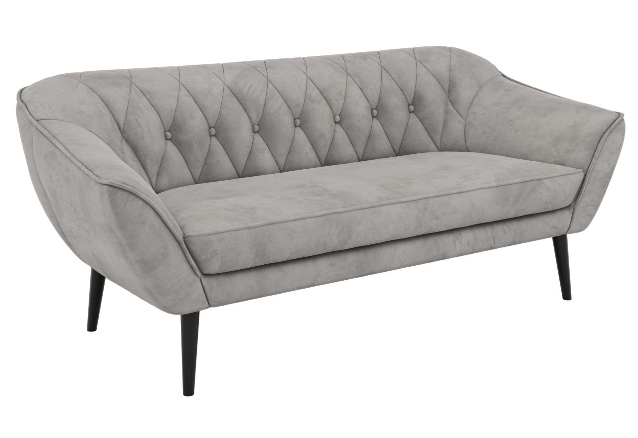 Sofa PIRS 3 - jasnoszary, welwet - nóżki,  czarny