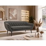 Sofa PIRS 3 - ciemnoszary, welwet - nóżki,  czarny