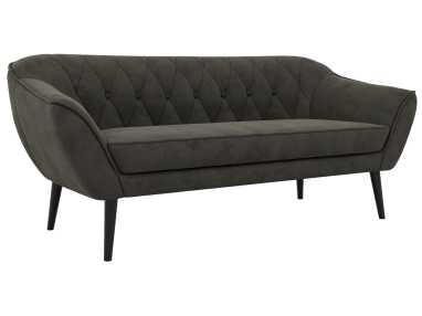 Sofa PIRS 3 - ciemnoszary, welwet - nóżki,  czarny