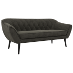 Sofa PIRS 3 - ciemnoszary, welwet - nóżki,  czarny