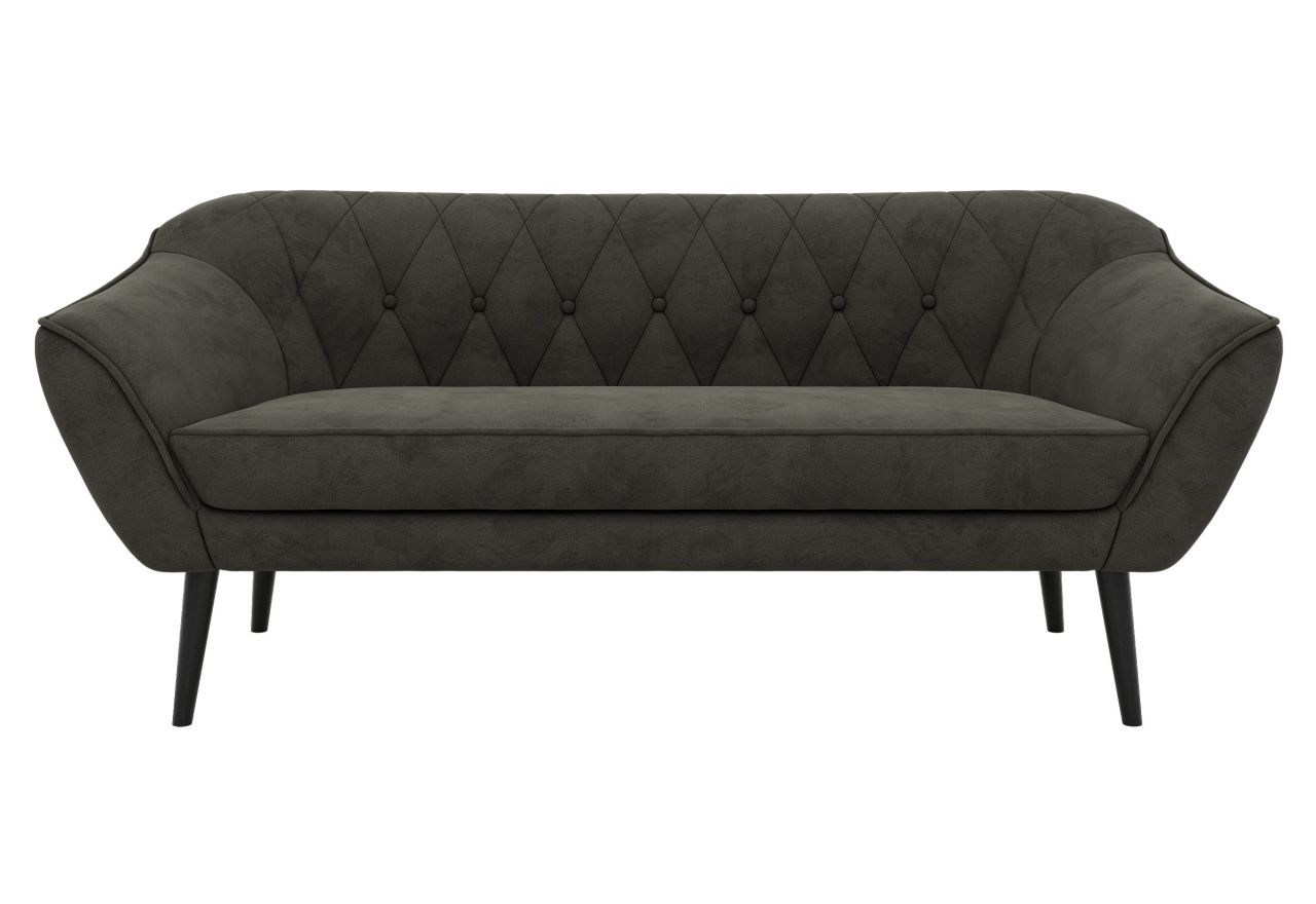 Sofa PIRS 3 - ciemnoszary, welwet - nóżki,  czarny