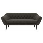 Sofa PIRS 3 - ciemnoszary, welwet - nóżki,  czarny