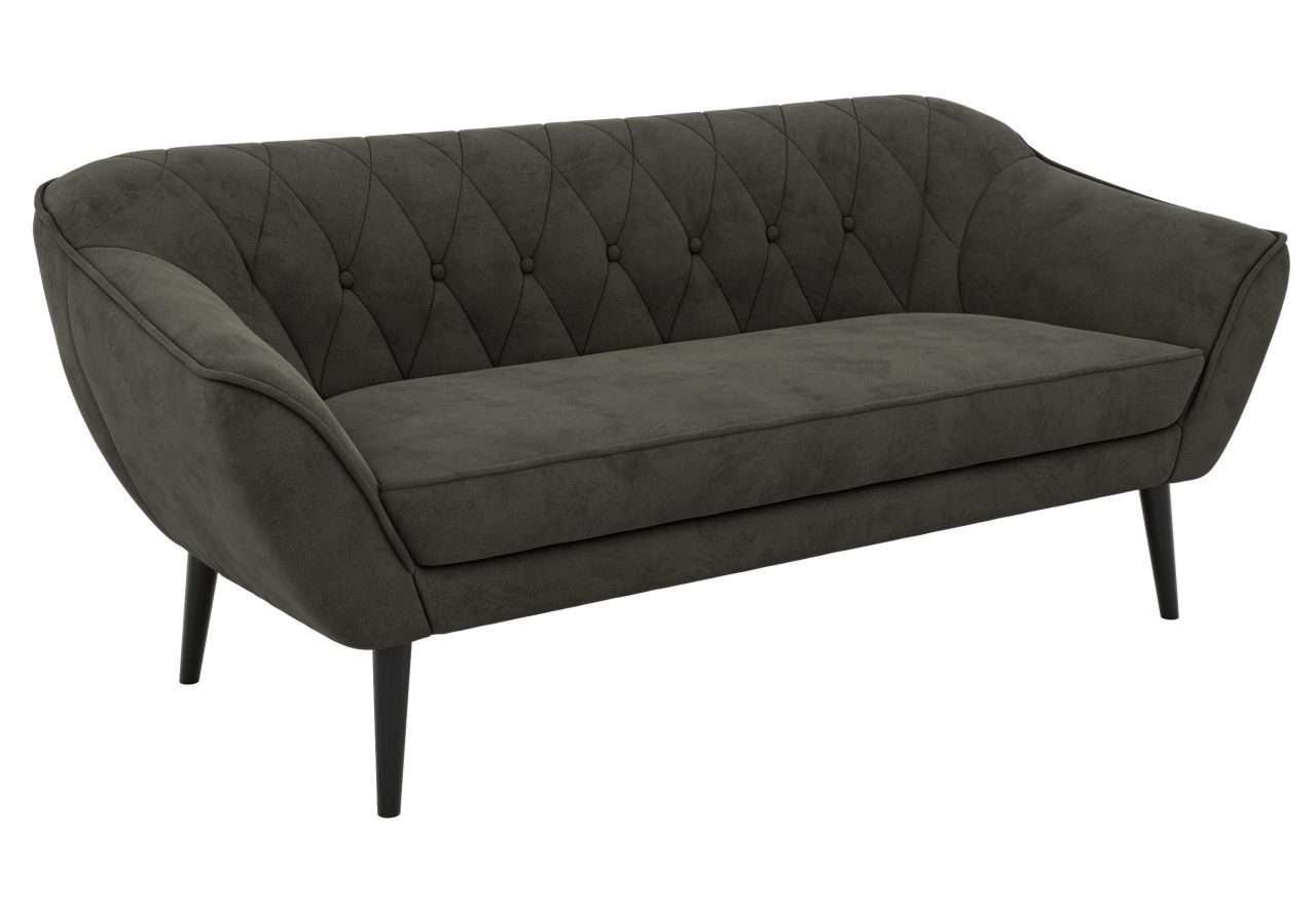 Sofa PIRS 3 - ciemnoszary, welwet - nóżki,  czarny