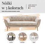 Sofa PIRS 3 - ciemnoszary, welwet - nóżki,  czarny