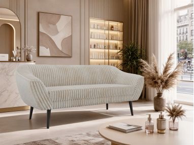 Sofa PIRS 3 - beżowy, sztruks - nóżki,  czarny