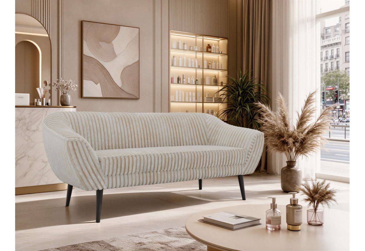 Sofa PIRS 3 - beżowy, sztruks - nóżki,  czarny