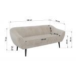 Sofa PIRS 3 - beżowy, sztruks - nóżki,  czarny