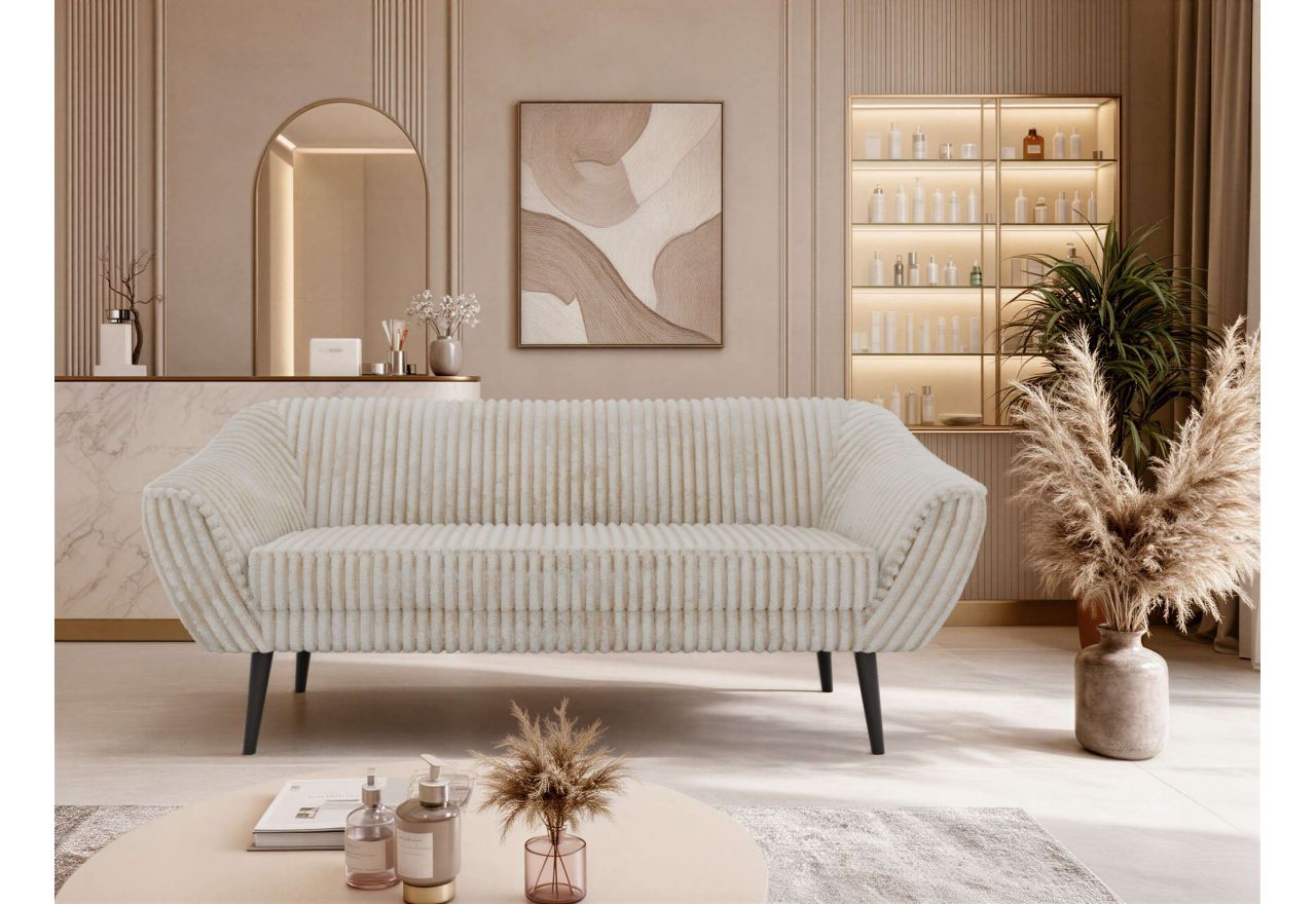 Sofa PIRS 3 - beżowy, sztruks - nóżki,  czarny