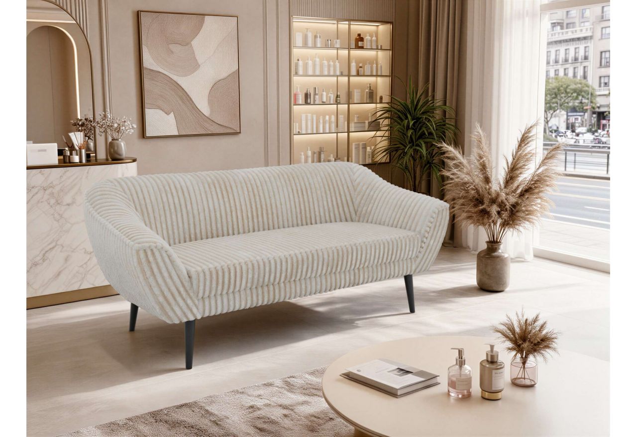 Sofa PIRS 3 - beżowy, sztruks - nóżki,  czarny