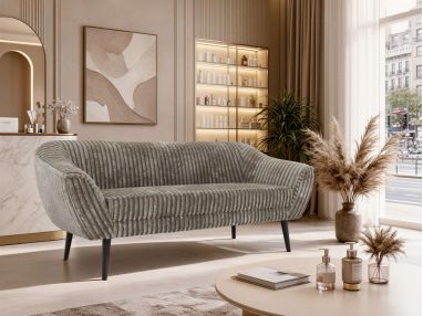 Sofa PIRS 3 - jasnobrązowy, sztruks - nóżki,  czarny