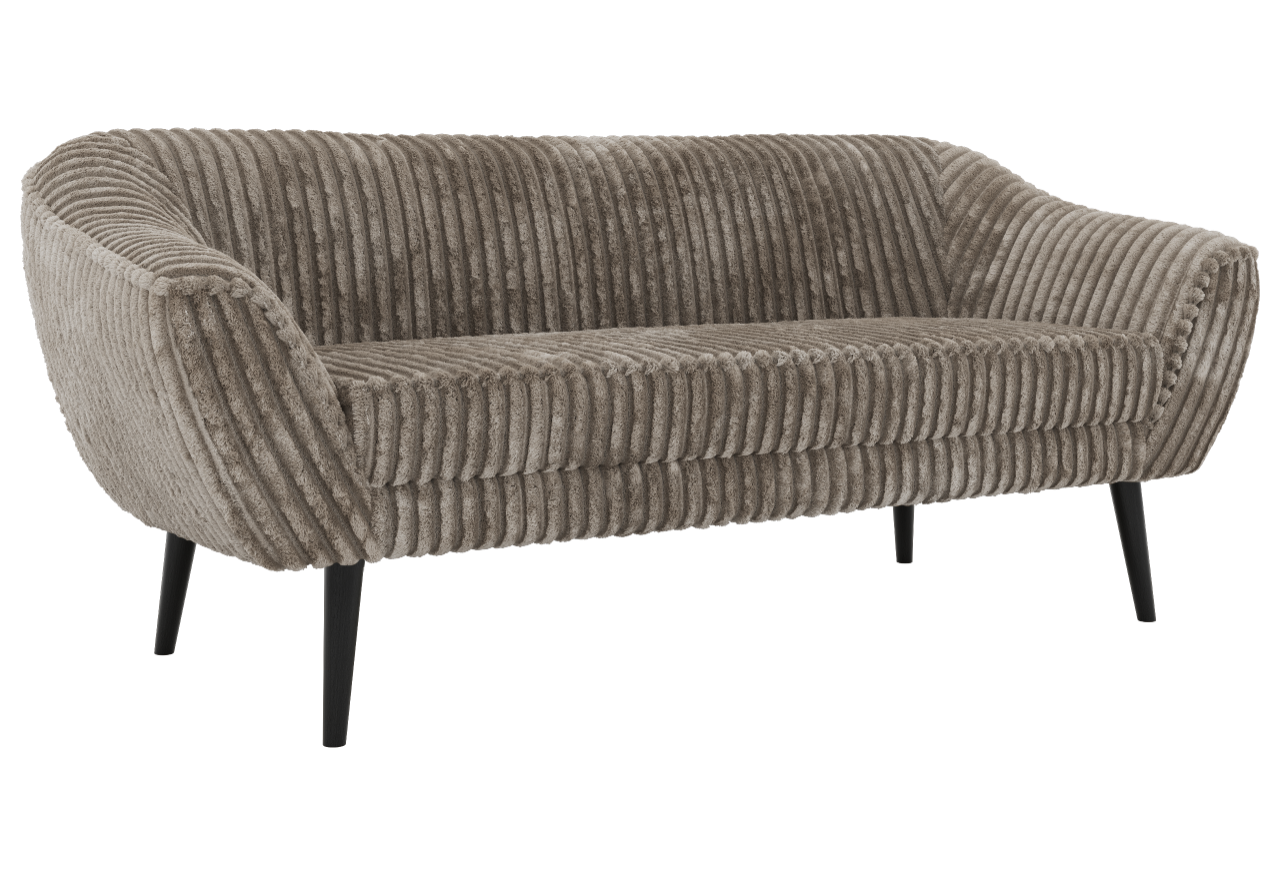 Sofa PIRS 3 - jasnobrązowy, sztruks - nóżki,  czarny