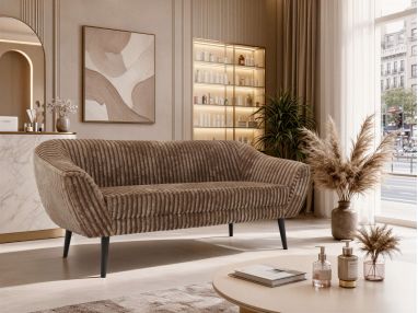 Sofa PIRS 3 - brązowy, sztruks - nóżki,  czarny