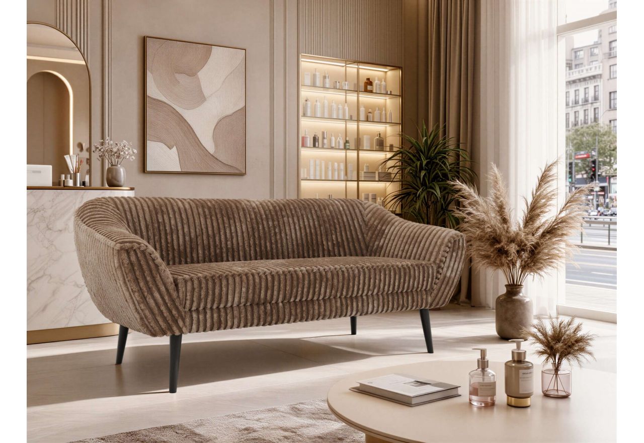 Sofa PIRS 3 - brązowy, sztruks - nóżki,  czarny