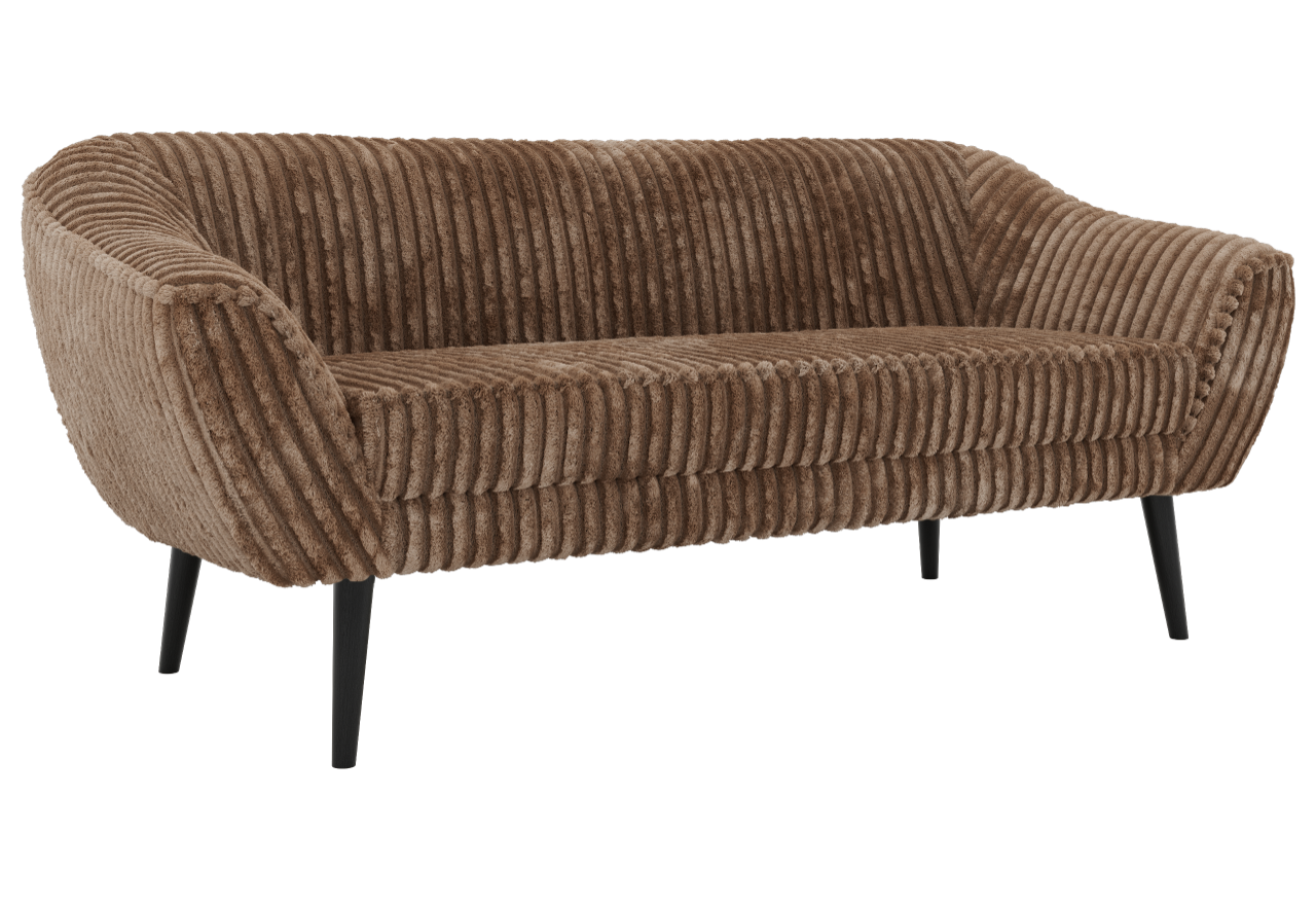 Sofa PIRS 3 - brązowy, sztruks - nóżki,  czarny