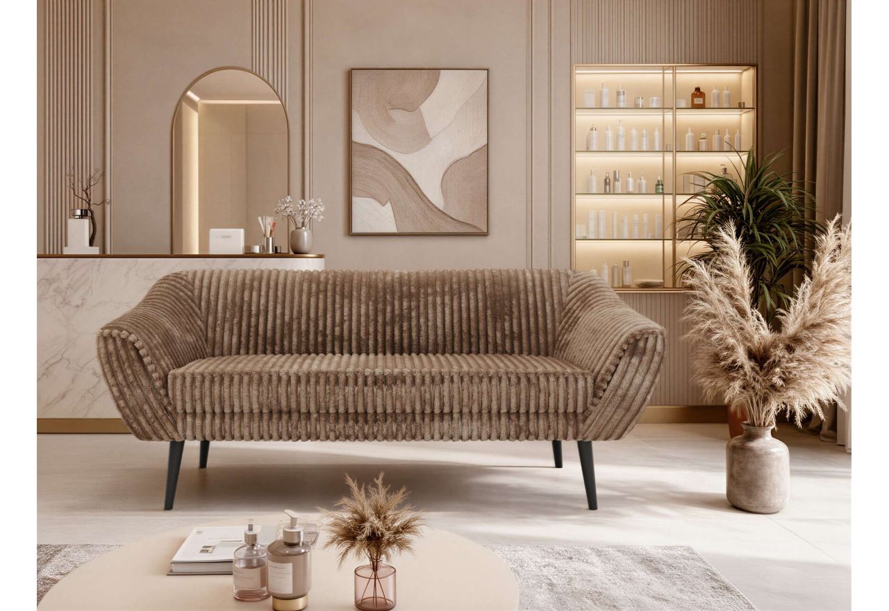 Sofa PIRS 3 - brązowy, sztruks - nóżki,  czarny