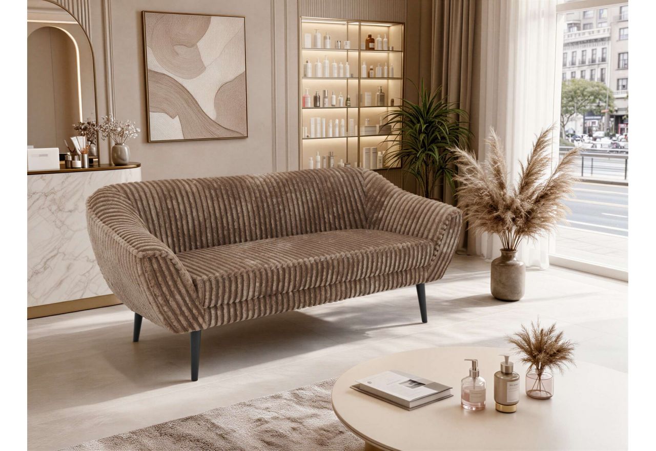 Sofa PIRS 3 - brązowy, sztruks - nóżki,  czarny