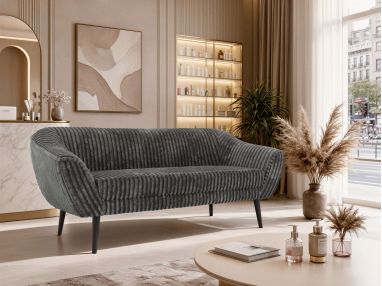 Sofa PIRS 3 - szary, sztruks - nóżki,  czarny