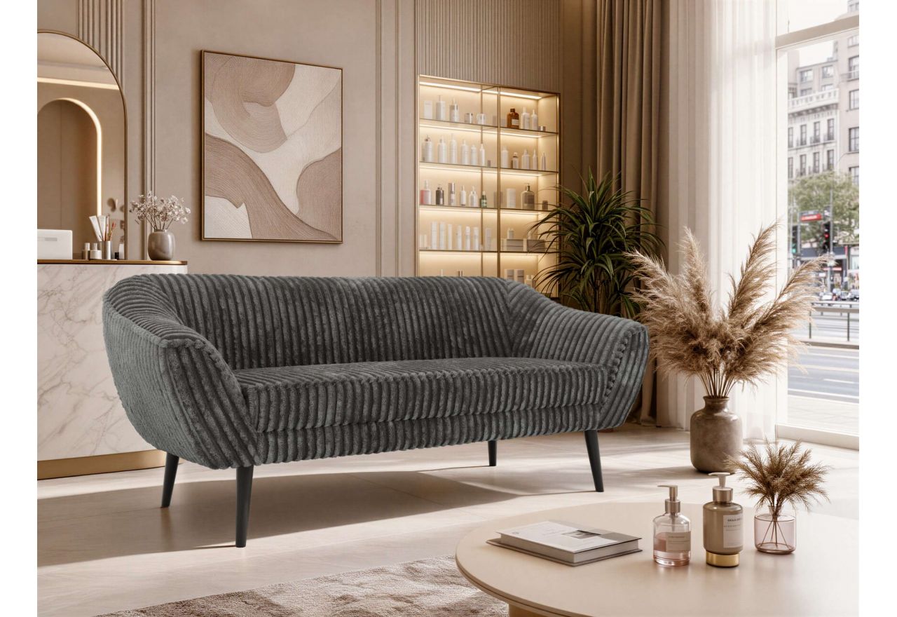 Sofa PIRS 3 - szary, sztruks - nóżki,  czarny