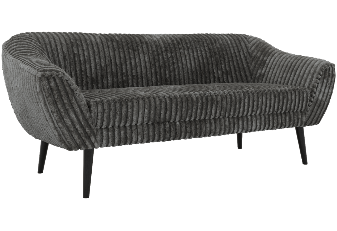Sofa PIRS 3 - szary, sztruks - nóżki,  czarny