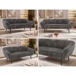 Sofa PIRS 3 - szary, sztruks - nóżki,  czarny