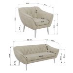 Zestaw PIRS 3+1+1 - kremowy, welwet - nóżki,  biały