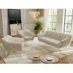 Zestaw PIRS 3+1+1 - kremowy, welwet - nóżki,  biały