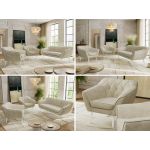 Zestaw PIRS 3+1+1 - kremowy, welwet - nóżki,  biały