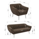 Zestaw PIRS 3+1+1 - brązowy, welwet - nóżki,  biały