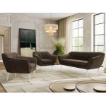 Zestaw PIRS 3+1+1 - brązowy, welwet - nóżki,  biały