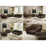 Zestaw PIRS 3+1+1 - brązowy, welwet - nóżki,  biały