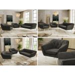 Zestaw PIRS 3+1+1 - ciemnoszary, welwet - nóżki,  biały