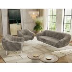 Zestaw PIRS 3+1+1 - jasnobrązowy, sztruks - nóżki,  biały