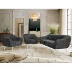 Zestaw PIRS 3+1+1 - szary, sztruks - nóżki,  biały