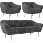 Zestaw PIRS 3+1+1 - szary, sztruks - nóżki,  biały