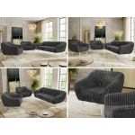 Zestaw PIRS 3+1+1 - szary, sztruks - nóżki,  biały