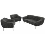 Zestaw PIRS 3+1+1 - szary, sztruks - nóżki,  biały