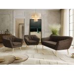 Zestaw PIRS 3+1+1 - brązowy, welwet - nóżki,  buk