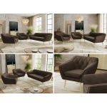 Zestaw PIRS 3+1+1 - brązowy, welwet - nóżki,  buk