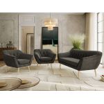 Zestaw PIRS 3+1+1 - ciemnoszary, welwet - nóżki,  buk