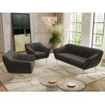 Zestaw PIRS 3+1+1 - ciemnoszary, welwet - nóżki,  buk