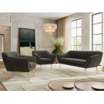 Zestaw PIRS 3+1+1 - ciemnoszary, welwet - nóżki,  buk