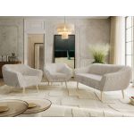 Zestaw PIRS 3+1+1 - beżowy, sztruks - nóżki,  buk