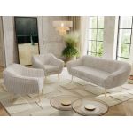 Zestaw PIRS 3+1+1 - beżowy, sztruks - nóżki,  buk