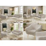 Zestaw PIRS 3+1+1 - beżowy, sztruks - nóżki,  buk