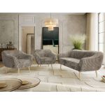 Zestaw PIRS 3+1+1 - jasnobrązowy, sztruks - nóżki,  buk